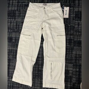 White Cargo Pants with Zipper Pockets